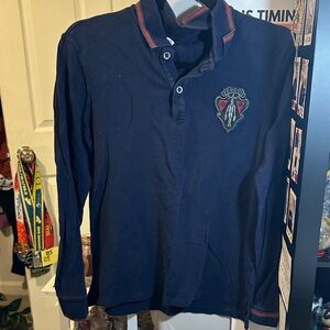 Gucci Dark Blue Long Sleeve Polo with Logo